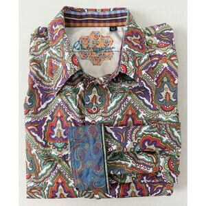 Robert Graham Men’s XL Button Shirt Paisley Flip Cuff Multicolor Medallion Boho